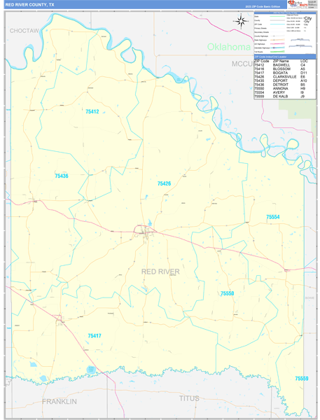 Red River County, TX Zip Code Map